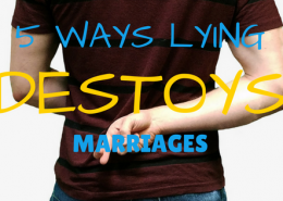 A person with their fingers crossed behind their back with the title: 5 Ways Lying Destroys Marriages