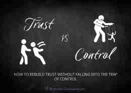 Picture of a stick figure trusting another to catch them while another stick figure controls another like a puppet.