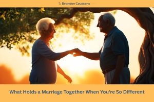 Older married couple holding hands, reconnecting after feeling like roommates