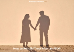 Shadows of a couple holding hands in warm sunlight, on rebuilding trust after an affair