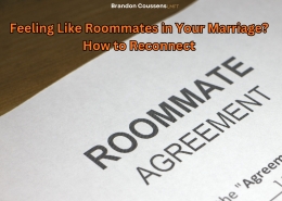 Close-up of a "Roommate Agreement" document with the title Feeling Like Roommates in Your Marriage? How to Reconnect